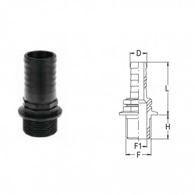 Hose tail 19mm x G1/2" M 1032220/8001153 1