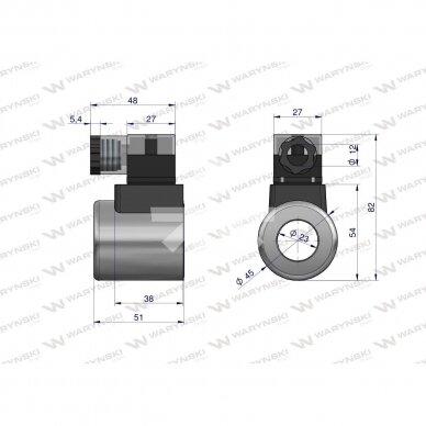 Elektromagnetinio vožtuvo ritė 12V DC 30W 23x45x51 2