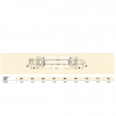 Cardan shaft 6X8 B6N1210A32 LF2 1