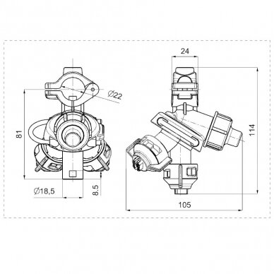 NOZZLE HOLDER 3 WAYS 10mm D20 Agroplast Proline 227409 2