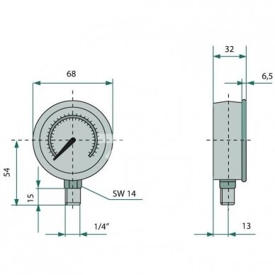 Manometer 0-400bar 63mm 1/4'' 85000408 1