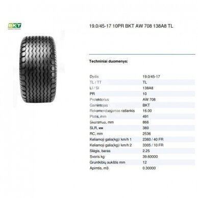 Padanga 19.0/45-17 10PR BKT AW 708 138A8 TL 1