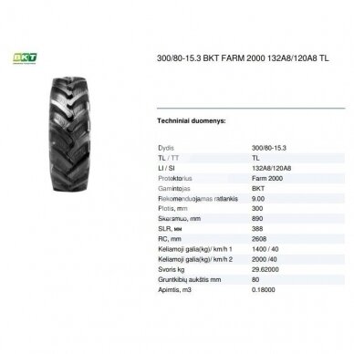 Tire 300/80-15.3 BKT FARM 2000 132A8/120A8 TL 1