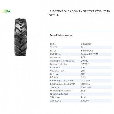 Tire 710/70R42 BKT AGRIMAX RT 765M 173D/176A8 R1W TL 1