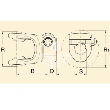 PTO Yoke 04(A60) 1 3/8" Z6 0800403 1