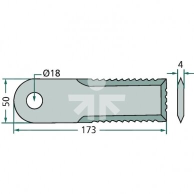 Smulkinimo peilis karpytas 173x50x4mm D18mm AGV Germany RS42250/060017.4Z/Z55610/Z77601/89510635