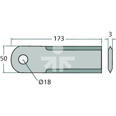 Smulkinimo peilis lygus 173x50x3mm D18mm AGV Germany RS42245/060017/Z35221/0600172 1