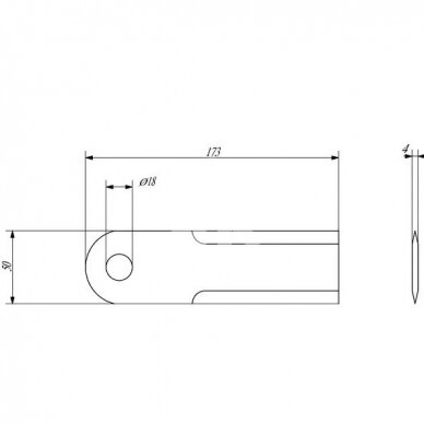 Rotary straw chopper knife 173x50x4mm Ø 18mm AGV Germany 601032 / 060017 1