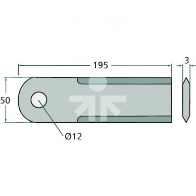 Smulkinimo priešpeilis lygus 195x50x3mm D12mm AGV Germany RS42253/060030/Z35241 1