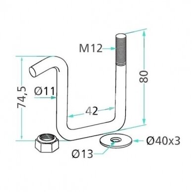 Holder M12 for frame 40x40 400976 1