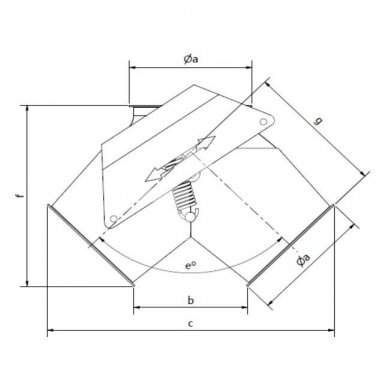 Srauto dalytuvas su sklende 2X45° DN250 2mm 1