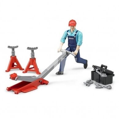 Toy Bruder figure service foreman with tools 62100