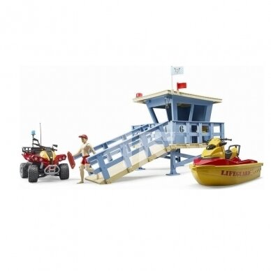 Toy BRUDER Life Guard Station with quad and jet ski 62780