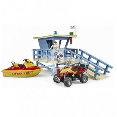 Toy BRUDER Life Guard Station with quad and jet ski 62780 2