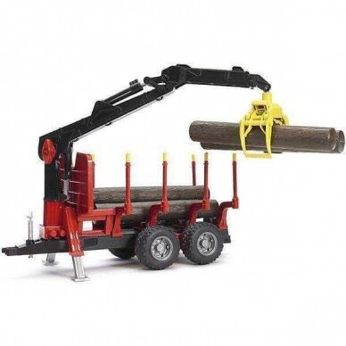 Toy Bruder Forwarding trailer with loading crane + wood grab 02252