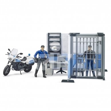 Toy Bruder police station with police motorcycle 62732