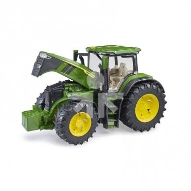 ŽAISLAS BRUDER RINKINYS JOHN DEERE TRAKTORIUS 03150 + FRONTALINIS KRAUTUVAS 03333 + PRIEKABA GYVULIAMS VEŽTI 02227 + FIGURĖLĖS KARVUTĖ IR BULIUS 7