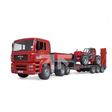 Toy Bruder MAN TGA low loader with Manitou telehandler 02774