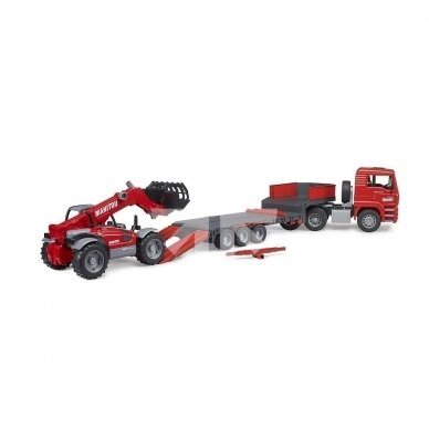 Toy Bruder MAN TGA low loader with Manitou telehandler 02774 3