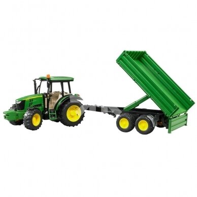 Žaislas Bruder traktorius John Deere su priekaba 5115M  02108 1