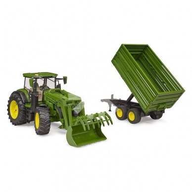 Toy BRUDER John Deere 7R 350 tractor with front loader, trailer, 03055 2